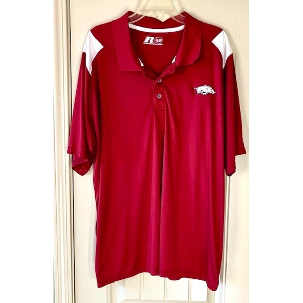 Arkansas‎ Razorbacks Polo Shirt Size 2XL Russell Athletic Short Sleeves